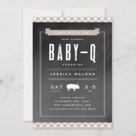 Invitación Gingham Baby BBQ Neutral Khaki Baby Shower
