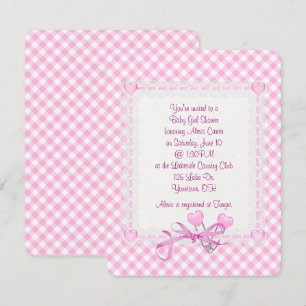 Invitación Gingham Baby Girl