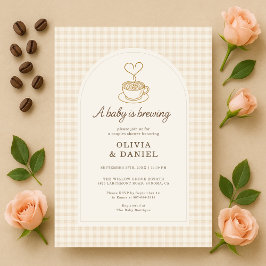 Invitación Gingham Baby is Brewing Coffee Couples Shower