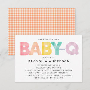 Invitación Gingham Baby-Q Summer Baby Shower