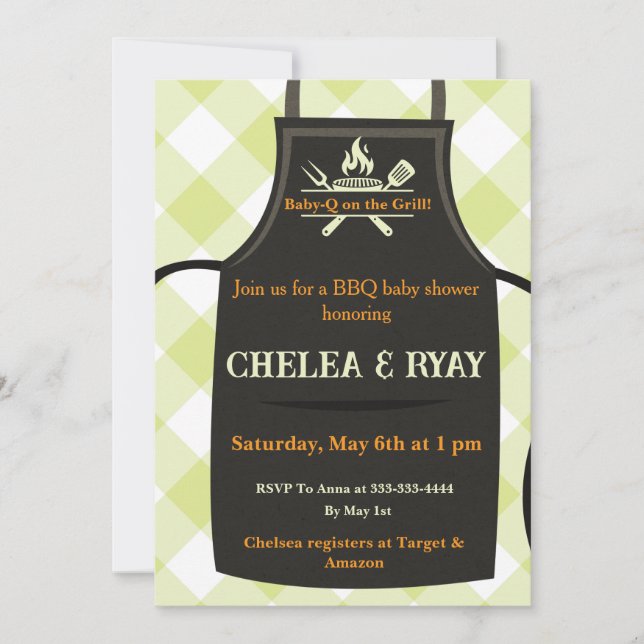 Invitación Gingham Baby Shower Is on the Grill baby shower  (Anverso)