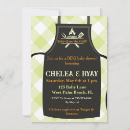 Invitación Gingham Baby Shower Is on the Grill baby shower 