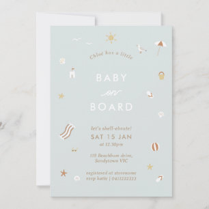 Invitación Gingham Beach Pool Baby Shower
