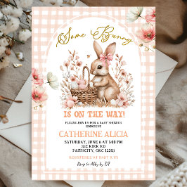 Invitación Gingham Boho Floral Easter Bunny Baby Shower