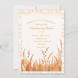 Invitación Gingham Boho Pampas Grass Rustic Thankending
