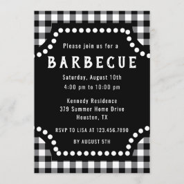 Invitación Gingham BQ Negro Y Blanco
