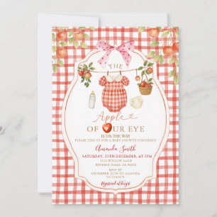 Invitación Gingham Clothesline Apple of the Eye Baby Shower