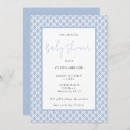 Invitación Gingham Cute Pastel Blue Boy Baby Shower