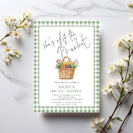 Invitación Gingham Está fuera de la ducha de novia con guión 