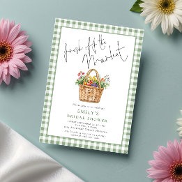 Invitación Gingham Fresh de la ducha de novia con guión de me