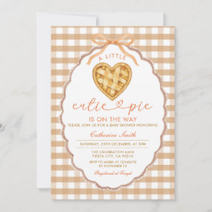 Invitación Gingham Heart Cutie Pie está en camino a Baby Show