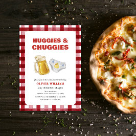 Invitación Gingham Huggies Chuggies Beer & Diaper Baby Shower