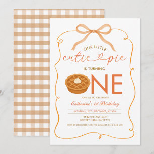 Invitación Gingham Little Cutie Pie Gender Neutral Birthday