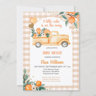 Invitación Gingham Naranja Citrus Little Cutie Baby Shower