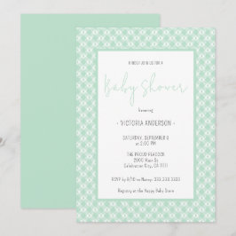 Invitación Gingham Pastel Mint Sexo Neutral Baby Shower