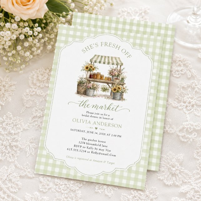Invitación Gingham Personalizado Está Fresca Salida Del Merca (Subido por el creador)