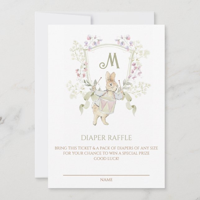 Invitación Gingham Peter the Rabbit Baby Shower Diaper Raffle (Anverso)