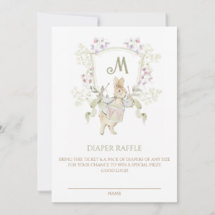 Invitación Gingham Peter the Rabbit Baby Shower Diaper Raffle