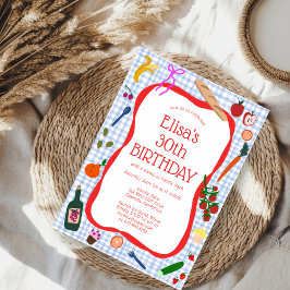 Invitación Gingham Picnic Modern Cute CUSTOM BIRTHDAY PARTY