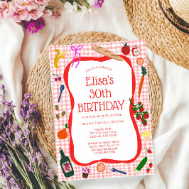 Invitación Gingham Picnic Modern Cute PERSONALIZADO BIRTHDAY