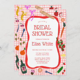 Invitación Gingham Picnic Moderno PERSONALIZADO Cute QR Brida