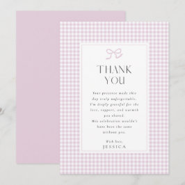Invitación Gingham Pink Bow Baby Card