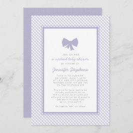 Invitación Gingham púrpura baño de bebé virtual