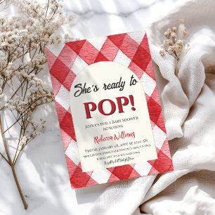 Invitación Gingham Red está lista para usar Baby Shower neutr