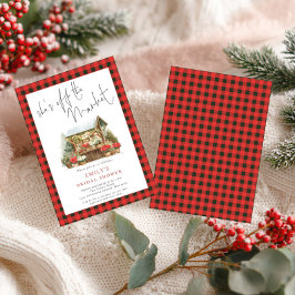Invitación Gingham Red Green fuera de la ducha de novias en e