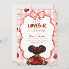 Invitación  Gingham Red Ladybug Baby Shower Invitation