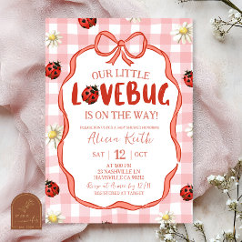 Invitación Gingham Red Lovebug Baby Shower