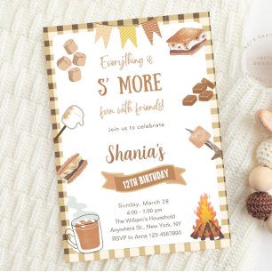 Invitación Gingham Smores S'mores Bonfire Camping
