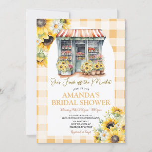 Invitación Gingham Sunflowers está fuera de la Noche del Merc