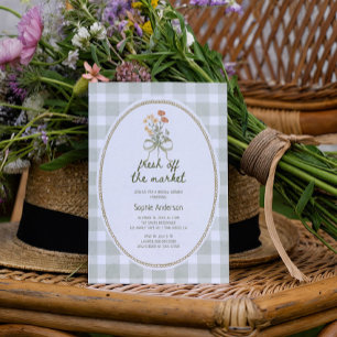 Invitación Gingham Wildflower Off The Market Bridal Shower