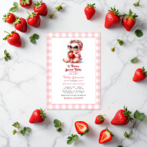 Gingham y Strawberry Berry Sweet Baby Shower