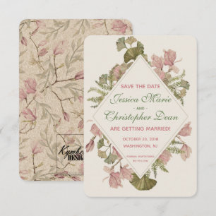 Invitación Ginkgo Acuarela Floral Boda Guardar la Fecha