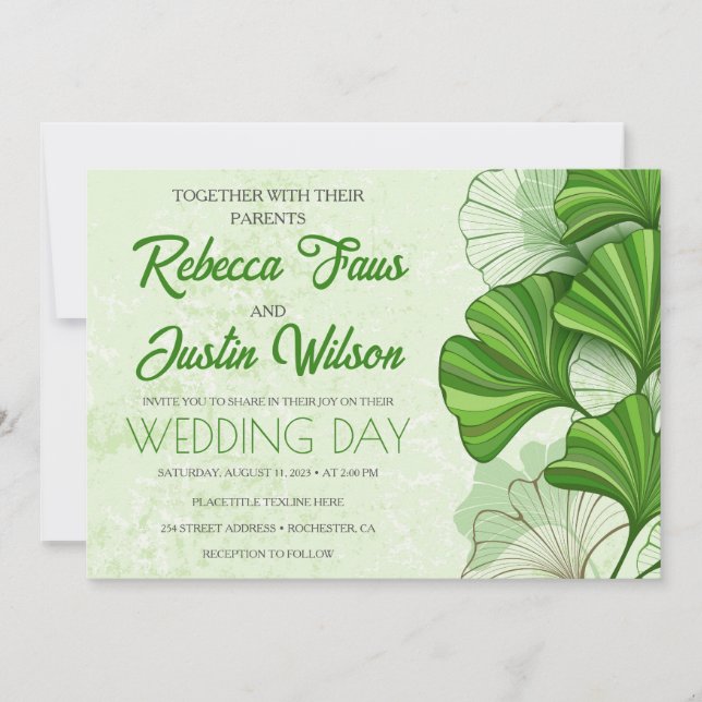 Invitación Ginkgo Biloba Boho Moderno (Anverso)