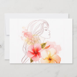 Invitación Gir close her eyes whithe red flower