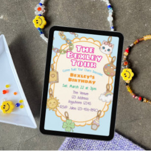 Invitación Gira del cumpleaños del brazalete de encantos
