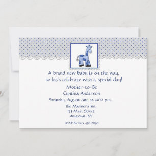 Invitación Girafa azul de Baby Shower Boy