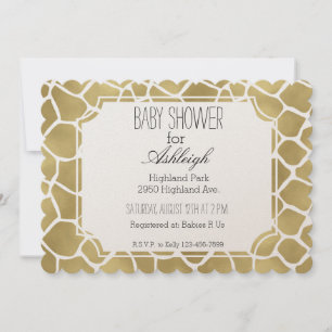 Invitación Girafa dorada Imprimir ducha de bebé