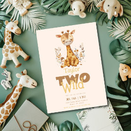 Invitación Girafa Dos animales salvajes de Safari Segundo cum
