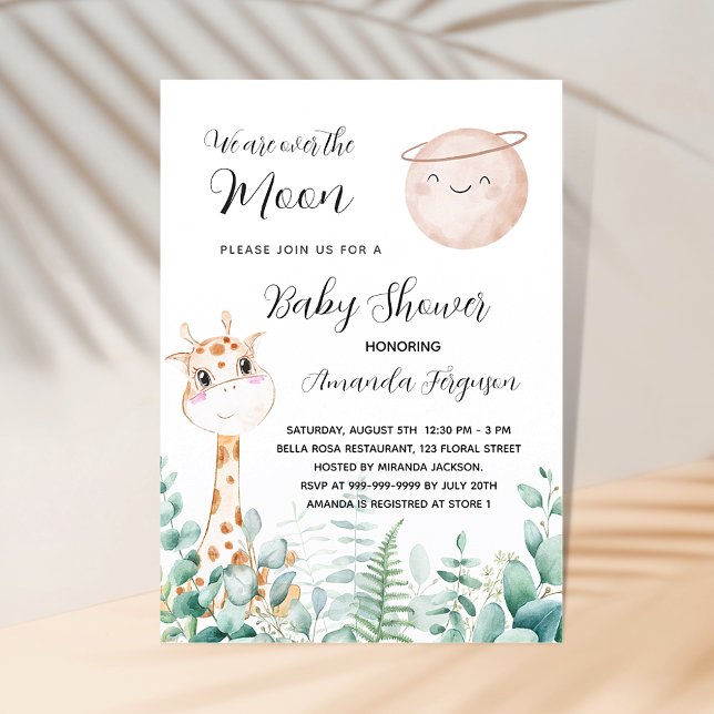 Invitación Girafa lunar de Baby Shower eucalyptus woodland (Subido por el creador)