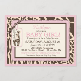 Invitación Girafa para la impresión de animales y Baby Shower