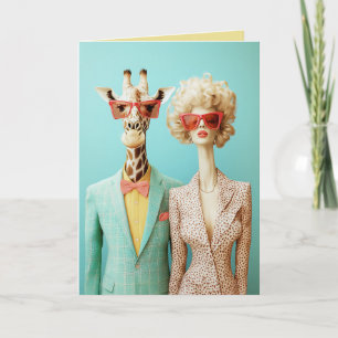 Invitación Girafa y mujer de estilo