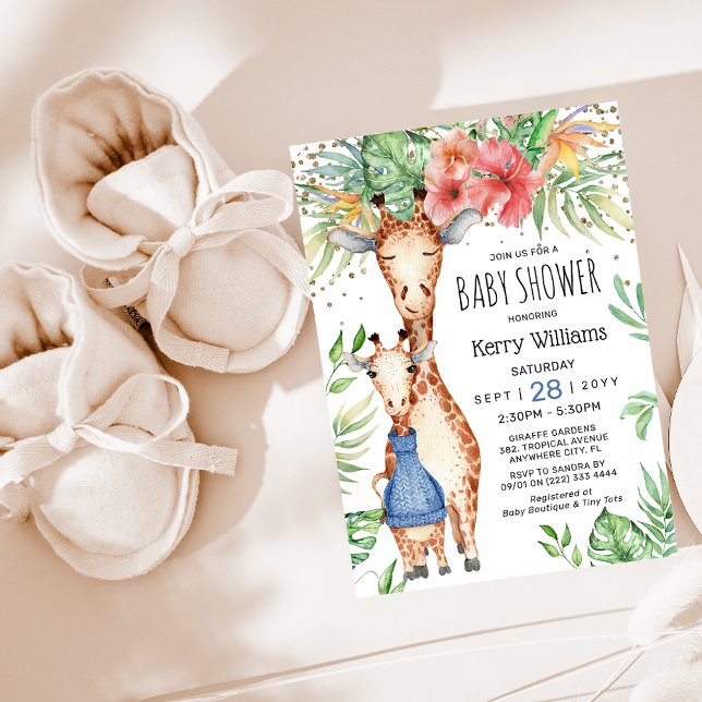 Invitación Girafa y verde tropical Baby Shower (Subido por el creador)