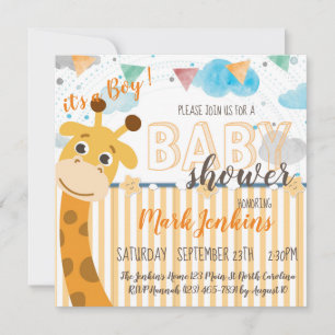 Invitación Girafat divertido niño niño brillante ducha