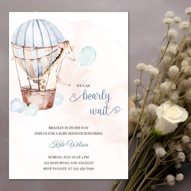 Invitación Giraffe acuarela en un Baby Shower con globo de ai (Subido por el creador)