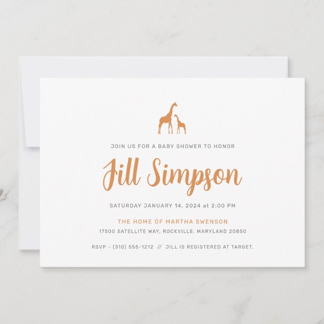Invitación Giraffe Baby Shower (Anverso)