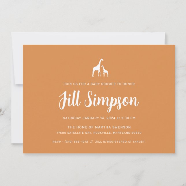 Invitación Giraffe Baby Shower (Anverso)